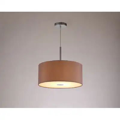 Baymont Polished Chrome 1 Light E27 3m Single Pendant c w 400mm Dual Faux Silk Shade, Taupe Halo Gold c w 400mm Frosted PC Acrylic Diffuser