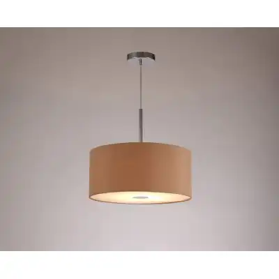 Baymont Polished Chrome 1 Light E27 3m Single Pendant c w 400mm Dual Faux Silk Shade, Antique Gold Ruby c w 400mm Frosted PC Acrylic Diffuser