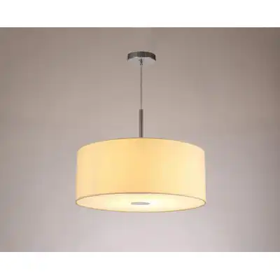 Baymont Polished Chrome 1 Light E27 3m Single Pendant c w 500mm Faux Silk Shade, Ivory Pearl White Laminate c w 500mm Frosted PC Acrylic Diffuser