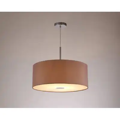 Baymont Polished Chrome 1 Light E27 3m Single Pendant c w 500mm Dual Faux Silk Shade, Taupe Halo Gold c w 500mm Frosted PC Acrylic Diffuser