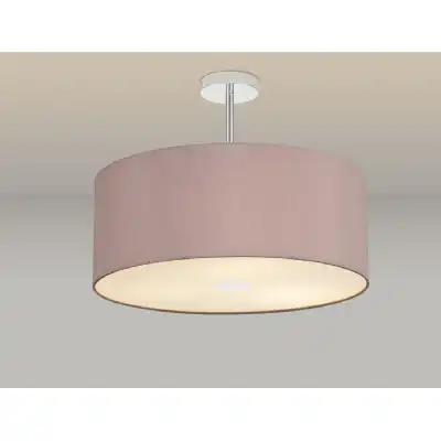 Baymont Polished Chrome 3 Light E27 Semi Flush c w 500 Dual Faux Silk Fabric Shade, Taupe Halo Gold And 500mm Frosted PC Acrylic Diffuser