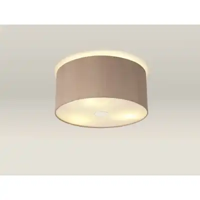 Baymont Polished Chrome 3 Light E27 Drop Flush Ceiling c w 400 Dual Faux Silk Fabric Shade, Antique Gold Ruby And 400mm Frosted PC Acrylic Diffuser
