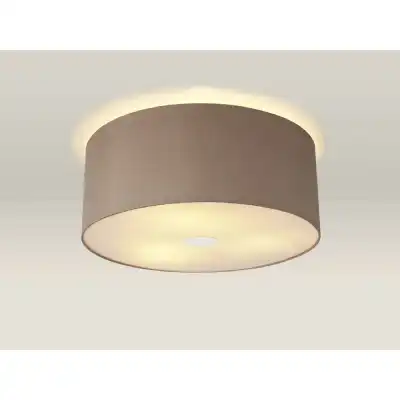 Baymont Polished Chrome 3 Light E27 Drop Flush Ceiling c w 500 Dual Faux Silk Fabric Shade, Antique Gold Ruby And 500mm Frosted PC Acrylic Diffuser