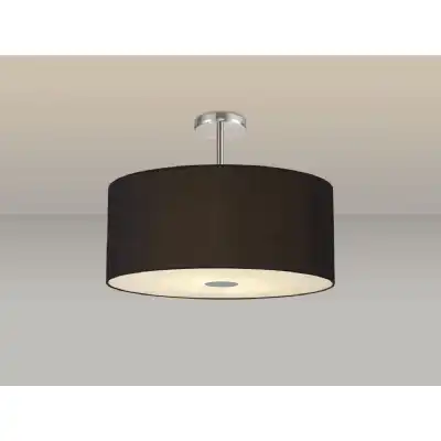 Baymont Polished Chrome 5 Light E27 Semi Flush Fixture c w 600 Dual Faux Silk Fabric Shade, Black Green Olive And 600mm Frosted PC Acrylic Diffuser