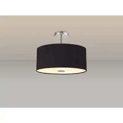 Baymont Polished Chrome 5 Light E27 Drop Flush Ceiling Fixture c w 400mm Dual Faux Silk Shade, Black Green Olive And Frosted PC Acrylic Diffuser