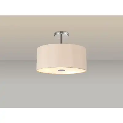 Baymont Polished Chrome 5 Light E27 Drop Flush Ceiling Fixture c w 400mm Dual Faux Silk Shade, Antique Gold Ruby And Frosted PC Acrylic Diffuser