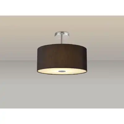 Baymont Polished Chrome 5 Light E27 Drop Flush Ceiling Fixture c w 400mm Faux Silk Shade, Black White Laminate And Frosted PC Acrylic Diffuser