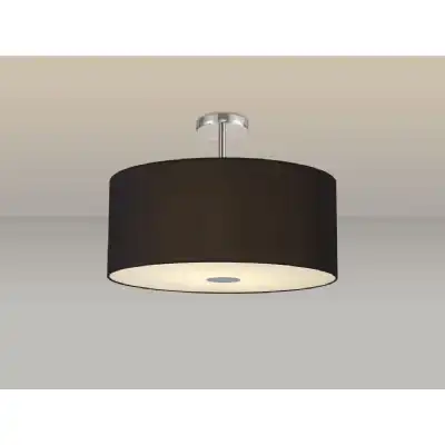 Baymont Polished Chrome 5 Light E27 Drop Flush Ceiling Fixture c w 600 Dual Faux Silk Fabric Shade, Black Green Olive And Frosted PC Acrylic Diffuser