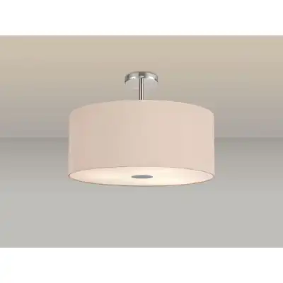Baymont Polished Chrome 5 Light E27 Drop Flush Ceiling Fixture c w 600 Dual Faux Silk Fabric Shade, Antique Gold Ruby And Frosted PC Acrylic Diffuser