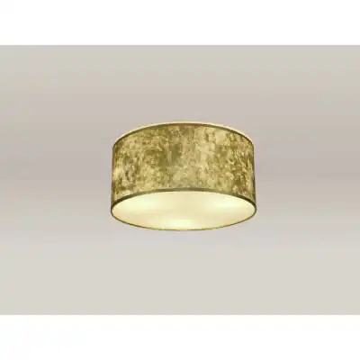Baymont White 3 Light E27 Universal Flush Ceiling Fixture c w 400 Gold Leaf With White Lining Shade And 400mm Frosted Acrylic Diffuser