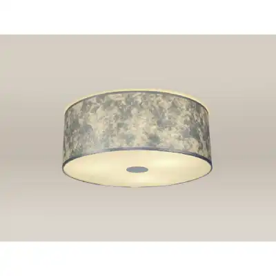 Baymont White 3 Light E27 Universal Flush Ceiling Fixture c w 600 Silver Leaf With White Lining Shade And 600mm Frosted Acrylic Diffuser
