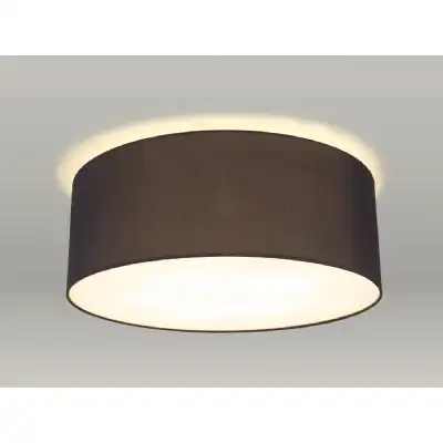 Baymont White 5 Light E27 Universal Flush Ceiling Fixture c w 600 Faux Silk Fabric Shade, Black White Laminate And 600mm Frosted Acrylic Diffuser