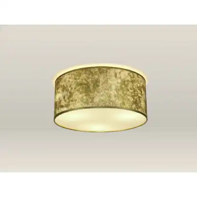Baymont White 5 Light E27 Universal Flush Ceiling Fixture c w 500 Gold Leaf With White Lining Shade And 500mm Frosted Acrylic Diffuser
