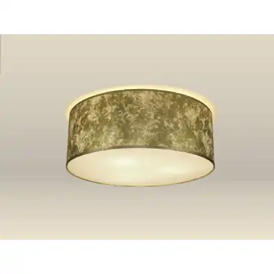 Baymont White 5 Light E27 Universal Flush Ceiling Fixture c w 600 Gold Leaf With White Lining Shade And 600mm Frosted Acrylic Diffuser