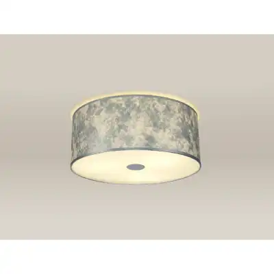 Baymont White 5 Light E27 Universal Flush Ceiling Fixture c w 500 Silver Leaf With White Lining Shade And 500mm Frosted Acrylic Diffuser