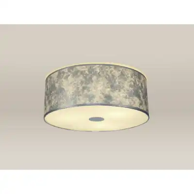 Baymont White 5 Light E27 Universal Flush Ceiling Fixture c w 600 Silver Leaf With White Lining Shade And 600mm Frosted Acrylic Diffuser