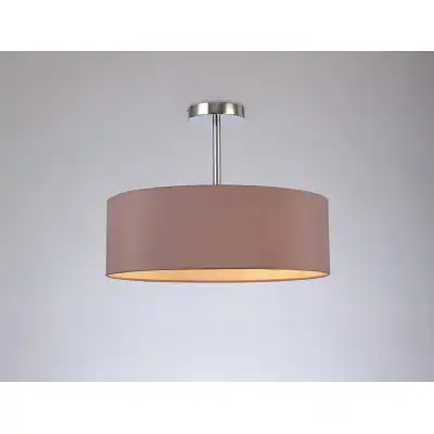 Baymont Polished Chrome 3 Light E27 Semi Flush Fixture, c w 450mm Dual Faux Silk Shade, Taupe Halo Gold