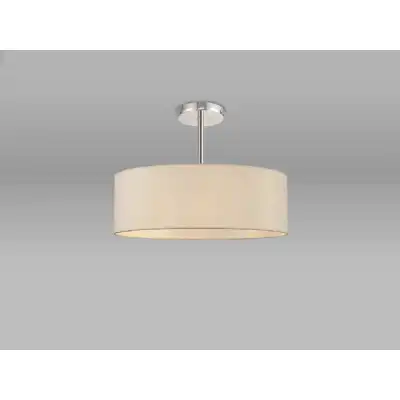 Baymont Polished Chrome 5 Light E27 Semi Flush Fixture, c w 450mm Faux Silk Shade, Ivory Pearl White Laminate