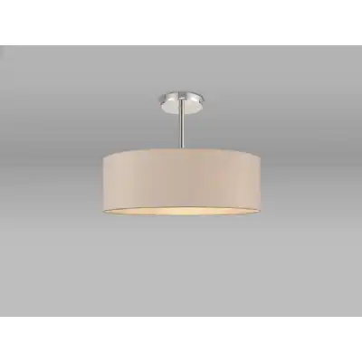 Baymont Polished Chrome 5 Light E27 Semi Flush Fixture, c w 450mm Dual Faux Silk Shade, Nude Beige Moonlight