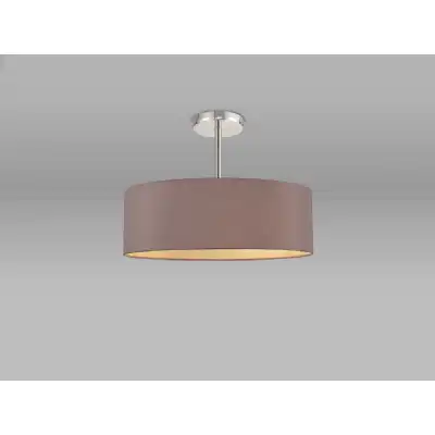 Baymont Polished Chrome 5 Light E27 Semi Flush Fixture, c w 450mm Dual Faux Silk Shade, Taupe Halo Gold