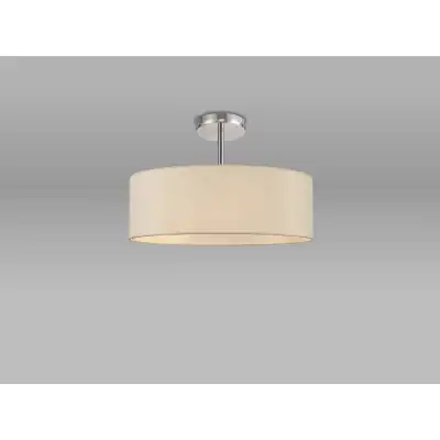 Baymont Polished Chrome 5 Light E27 Drop Flush Fixture, c w 450mm Faux Silk Shade, Ivory Pearl White Laminate