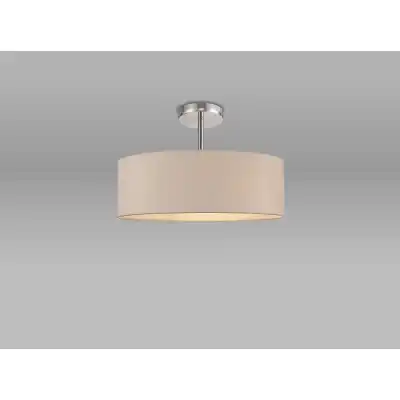 Baymont Polished Chrome 5 Light E27 Drop Flush Fixture, c w 450mm Dual Faux Silk Shade, Nude Beige Moonlight