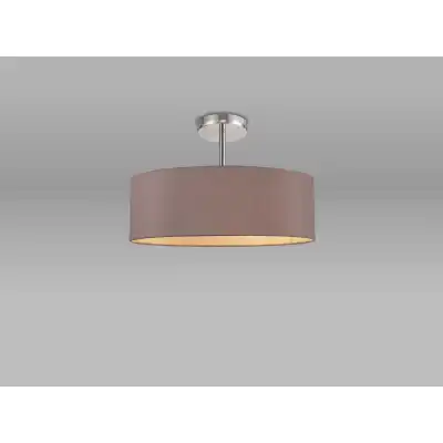 Baymont Polished Chrome 5 Light E27 Drop Flush Fixture, c w 450mm Dual Faux Silk Shade, Taupe Halo Gold