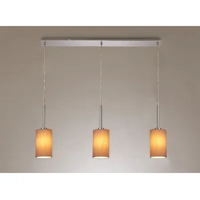 Chrome 3 Light 3m Linear Pendant 12cm Taupe Halo Gold Shade