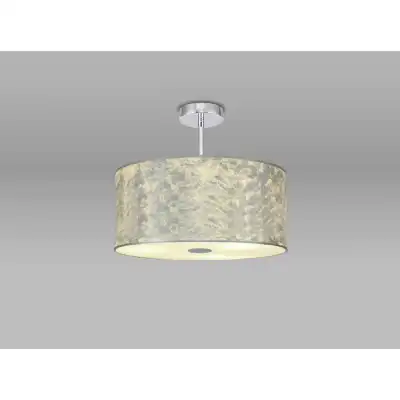 Baymont Polished Chrome 1 Light E27 Semi Flush Fixture With 400mm Silver Leaf Shade With Frosted Acrylic Diffuser With Polished Chrome Centre