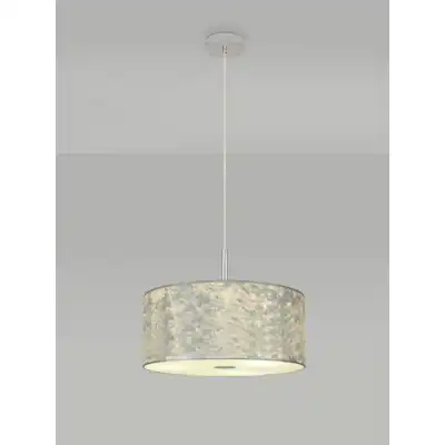 Baymont Polished Chrome 1 Light E27 3m Single Pendant With 400mm Silver Leaf Shade With Frosted Acrylic Diffuser With Polished Chrome Centre