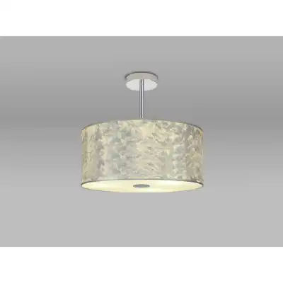 Baymont Polished Chrome 3 Light E27 Semi Flush Fixture With 400mm Silver Leaf Shade With Frosted Acrylic Diffuser With Polished Chrome Centre