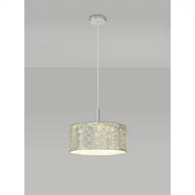 Baymont Polished Chrome 3m 3 Light E27 Single Pendant With 400mm Silver Leaf Shade