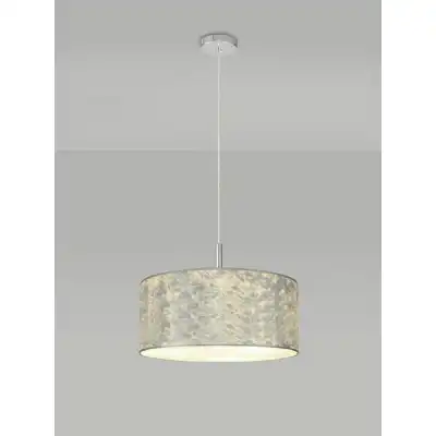 Baymont Polished Chrome 3m 3 Light E27 Single Pendant With 500mm Silver Leaf Shade