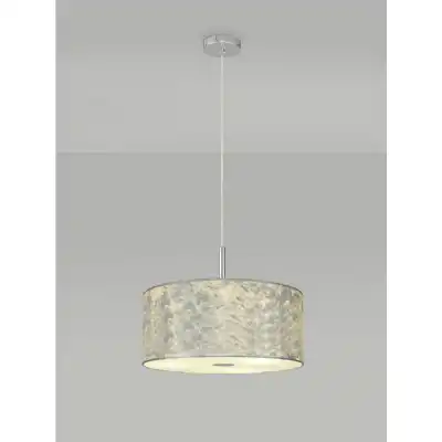 Baymont Polished Chrome 3m 3 Light E27 Single Pendant With 400mm Silver Leaf Shade With Frosted Acrylic Diffuser With Polished Chrome Centre