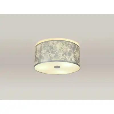 Baymont Polished Chrome 3 Light E27 Drop Flush Ceiling Fixture With 400mm Silver Leaf Shade With Frosted Acrylic Diffuser With Polished Chrome Centre