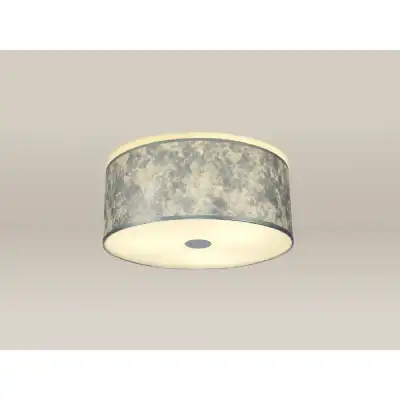 Baymont Polished Chrome 3 Light E27 Drop Flush Ceiling Fixture With 500mm Silver Leaf Shade With Frosted Acrylic Diffuser With Polished Chrome Centre