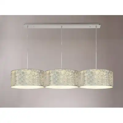Baymont Polished Chrome 3 Light E27 2m Linear Pendant With 400mm Silver Leaf Shade