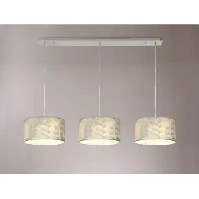 Baymont Polished Chrome 3 Light E27 2m Linear Pendant With 300mm Silver Leaf Shade