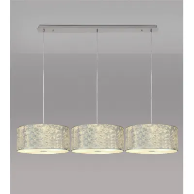 Chrome 3 Light 2m Linear Pendant With 40cm Silver Leaf Shade