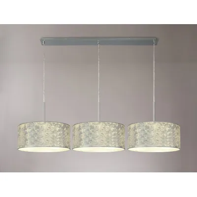 Chrome 3 Light Linear Pendant 40cm Silver Leaf Shade 4.2kg
