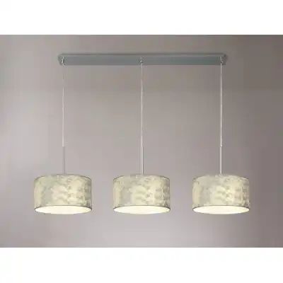 Baymont Polished Chrome 3 Light E27 3m Linear Pendant With 300mm Silver Leaf Shade