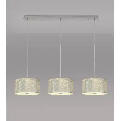 Baymont Polished Chrome 3 Light E27 3m Linear Pendant With 300mm Silver Leaf Shade With Frosted Acrylic Diffuser With Polished Chrome Centre