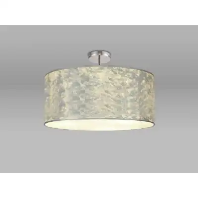 Baymont Polished Chrome 5 Light E27 Drop Flush Ceiling Fixture With 600mm Silver Leaf Shade