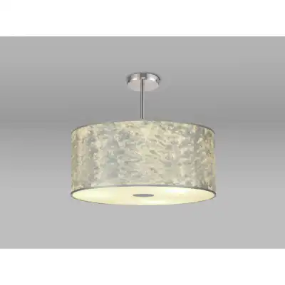Baymont Polished Chrome 5 Light E27 Semi Flush Fixture With 600mm Silver Leaf Shade With Frosted Acrylic Diffuser With Polished Chrome Centre