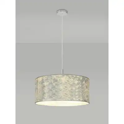 Baymont Polished Chrome 3m 5 Light E27 Single Pendant With 600mm Silver Leaf Shade