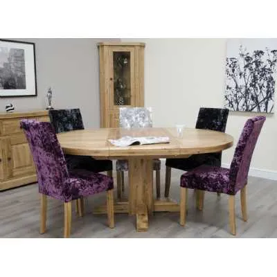 Natural Oak Round Extending Oval Dining Table 6 Seater 125cm to 180cm