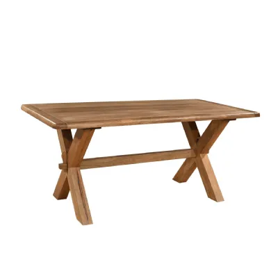 Rustic Smoked Mango Large Rectangular Dining Table with Cross Leg