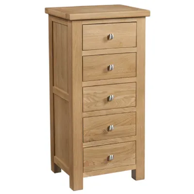 White Oak Lacquered 5 Drawer Wellington Chest