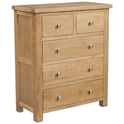 White Lacquered Oak 2 Over 3 Chest of Drawers