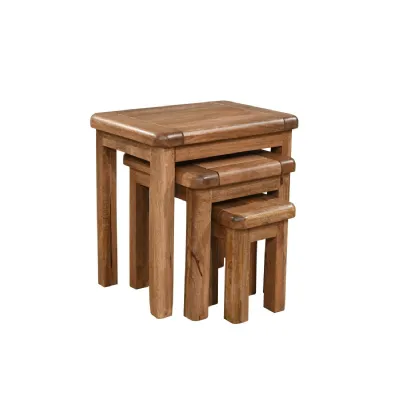 Modern Smoked Mango Living Room Nest of 3 Tables